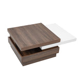 ZUN U-Can Rotatable Top Coffee Table, Modern Square Coffee Table with Wood Grain N724P195145K