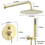 Shower System Shower Faucet Combo Set Wall Mounted with 10" Rainfall Shower Head and handheld shower T3177P363596