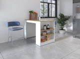 Highlands Kitchen Island with Storage Base in White and Macadamia B062111735