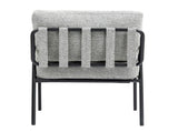 Modern Accent Chair with Natural Wood Armrests Black Metal Frame, Light Gray Upholstered Seat W2215P248473