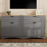 ON-TREND Farmhouse TV Stand with 2 Drawers for TVs Up to 70", Versatile Wood Grain Sideboard with N721P245732E