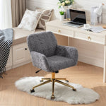 ZUN Furniture Office Chair,Artificial rabbit hair Home Office Chair with Golden Metal Base,Adjustable 45368023