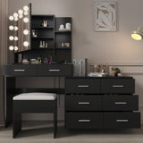 ZUN Large Makeup Vanity with Lights, Vanity Table with Charging Station, Vanity Desk with Mirror and 10 53245964