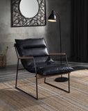 Distress Espresso and Matt Iron Accent Chair with Sled Base B062P209157