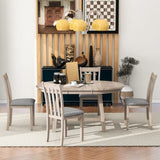 5-Piece Wood Dining Table Round Extendable Dining Table with 4 Dining Chairs, Dining Room Table 52113477
