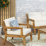 Outdoor Acacia Wood Patio Club Chair, Patio Furniture,Waterproof Thick Cushion Deep Seating for 70787.00BGE