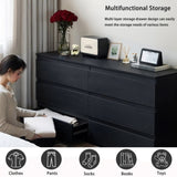 6 Drawer Black Dresser, Modern Bedroom Dresser with Spacious Countertop, Wood Storage Cabinet with W3204P318439