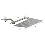 Brushed nickel 10" Square Rainfall & High Pressure Stainless Steel Bath Shower head W121960066