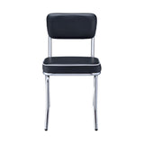 Set of 2 Upholstered Side Chairs, Black and Chrome B016P225404