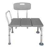 Medical Bathroom Safety Shower Tub Aluminium Alloy Bath Chair Transfer Bench with Back & Handle Gray 23066478