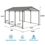 Metal Carport 10 15 FT Heavy Duty with Galvanized Roof, Metal Garage Canopy with Galvanized 74878438