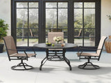 Round Dining Table, 41" Round Patio Table Wood-Like Grain with 1.57" Umbrella Hole, Metal T3623P504736