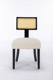 ZUN Heng Ming T back imitation rattan dining chair, linen fabric with adjustment mat, suitable for W212132037