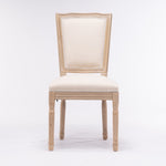 ZUN French Style Solid Wood Frame Linen Fabric Square Back Dining Chair,Set of 2,Cream W162290981