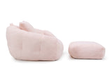 Giant Bean Bag Chair withFootstool, Oversized Bean Bag for Adults and Kids, Faux Fur Shell-Shaped W2677P306794