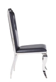 Black and Stainless Steel Side Chair with Cut-Out Back B062P215489