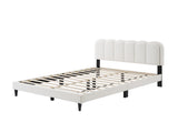 Lambswool Petal Headboard Bed Frame Cream Style Bedroom Soft Bed with Atmosphere Light, Queen N769P272030W
