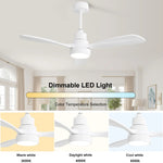 ZUN 48 Inch Solid Wood Ceiling Fan with Dimmable Light 6 Speed Reversible DC Motor W934P147069