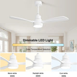 ZUN 48 Inch Solid Wood Ceiling Fan with Dimmable Light 6 Speed Reversible DC Motor W934P147069