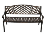 40.5" Outdoor Cast Aluminum Bench With Mesh Backrest Seat Surface 24289313