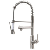 Kitchen Faucet with Pull Down Sprayer Brushed Nickel Stainless Steel Single Handle Kitchen Sink W1932119766