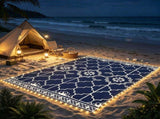 Reversible LED Light Outdoor Rug Carpet 12'x9' PP Straw Material with Carry Bag And Ground Stakes 01838261