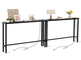 2 Pack 39.4" Narrow Console Sofa Table with Power Outlets and USB Ports, Long 77582653