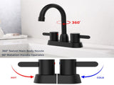 2 Handles Bathroom Sink Faucet, Matte Black Centerset RV Bathroom Faucets for 3 Hole pop-up drain 79218489