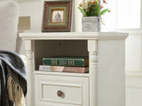 Farmhouse Style 2 Drawer Sofa Side Table Charging Pedestal, Tall Rustic Wood Square Nightstand W2393P324429