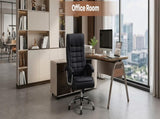 Executive Office Chair High Back PU Leather Desk Chair with Spring Seat Cushion, Ergonomic Swivel W3835P483845