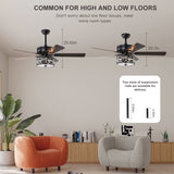 ZUN 52 Inch Crystal Chandelier Fan with Lights and Remote Control, Modern Ceiling Fan with Dual Finish W1592P163571