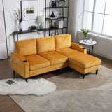 UNITED WE WIN Sofa for three, solid wood frame, Chenille fabric, side pocket, with two cup holders, W1568142737