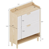 31.5 Inch Nordic Style Shoe Storage Cabinet with 2 Flip Drawers, Freestanding Organizer with Solid W3166P268391