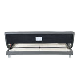 Faux Leather Upholstered Platform Bed Frame with led lighting , Curve Design, Wood Slat Support, No W2297140906