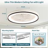19 Inch RGB Dimmable Led Enclosed Ceiling Fan with Light Flush Mount Bladeless 6 Speed Remote W934P262275