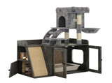 Litter Box Enclosure with Cat Tree, Hidden Litter Box with LED Light, Sisal Scratching Board and N704P443507E