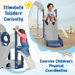 ZUN Toddler Slide and Swing Set 5 in 1, Kids Playground Climber Slide Playset with Telescope, 75413266