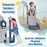 ZUN Toddler Slide and Swing Set 5 in 1, Kids Playground Climber Slide Playset with Telescope, 75413266