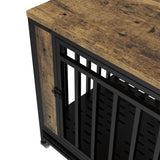 Dog House Furniture, Wooden Dog House Dining Table with Iron Door and Tray for Medium/Small Dogs W1580P321353