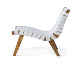 Outdoor Acacia Wood and Rope Weave 3 Piece Chat Set, White and Teak 33691109