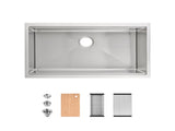 Stainless Steel Kitchen Sink, 33x19 Single Bowl, Undermount Handmade Sink in Black, with Cutting 78769048