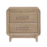 Modern Elegant Design Nightstand of 2x Storage Drawers Curved Corners Natural Finish Wooden Bedroom B011P332261