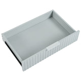 K&K Fluted Kitchen Island with Trash Can Storage Cabinet, Power Outlet, Internal Storage Rack, N707P221571G