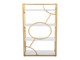 Contemporary Bookcase in Gold Metal and White Wood B202P223884