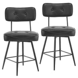 2 Pcs Black PU Swivel Bar Stools with Removable Backrest & Bentwood Back Panel, Metal Legs 45406372