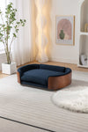 ZUN Scandinavian style Elevated Dog Bed Pet Sofa With Solid Wood legs and Walnut Bent Wood Back, W794125959