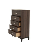 Bedroom Furniture Rustic Grey Oak Simple 1pc Tall Chest 5-Drawers Storage Solidwood Chest B011P250826