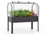 3-in-1 Metal Raised Garden Bed with Mini Greenhouse Cover, Elevated Planter Box - Black 46584296