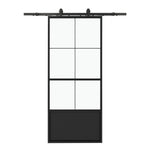 ZUN 36 in. x 84 in. Glass Sliding Barn Door with 6FT Barn Door Hardware Kit & Soft Close 36675973