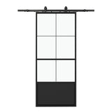 ZUN 36 in. x 84 in. Glass Sliding Barn Door with 6FT Barn Door Hardware Kit & Soft Close 91237785